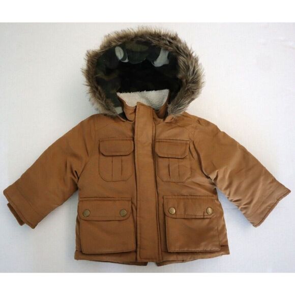 Carter's C2206168 Baby Boys' Sz 12M Camel Brown Heavyweight Adventure Parka Coat - Picture 1 of 12